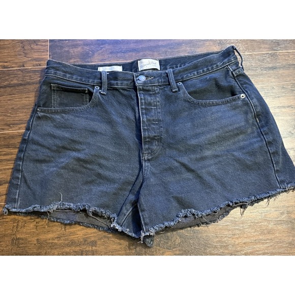 Universal Thread Pants - Universal Thread Black Denim 90s Baggy Shorts Women 10 Raw Hem High Rise Cut Off
